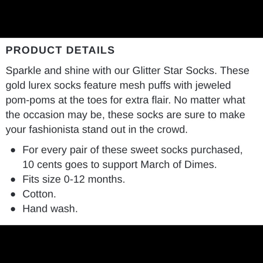 Mud Pie Glitter Star Puff Baby Socks - Picture 6 of 6